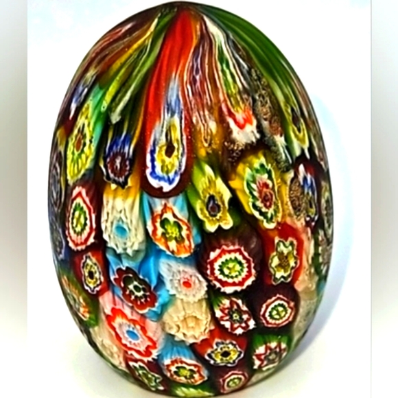 art glass millefiori egg paperweight unsigned - Picture 2 of 9